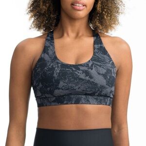 Lole Black‎ and Grey Pattern Bra Medium
